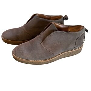 Franco Sarto Taupe Suede Wedge Ankle Booties Women's 6.5M Leather Slip On Casual